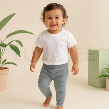 LIGHT BLUE RIBBED COTTON PANTS