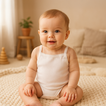 WHITE RIBBED SPAGHETTI STRAP ONESIE