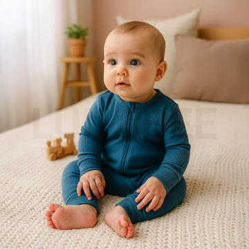 TEAL BLUE RIBBED ROMPER