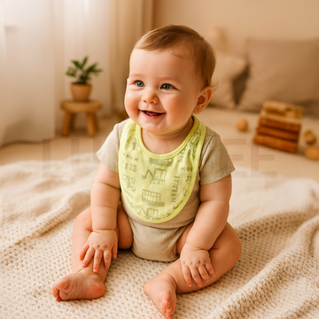 GREEN PRINTED ROUND BIBS