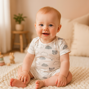 TEADDY PATTERNED WHITE JUMPSUIT