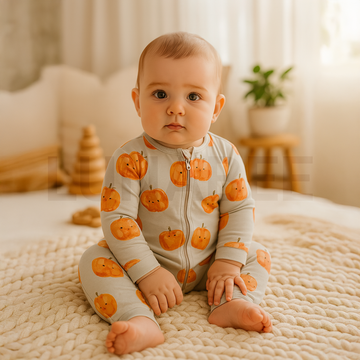 PUMKIN PRINTED ZIPPER ROMPER