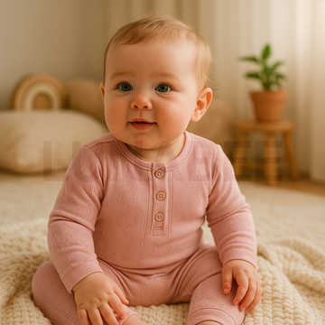 Pink pointelle romper