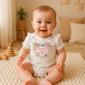 WHITE PRINTED RUFFLED ONESIE