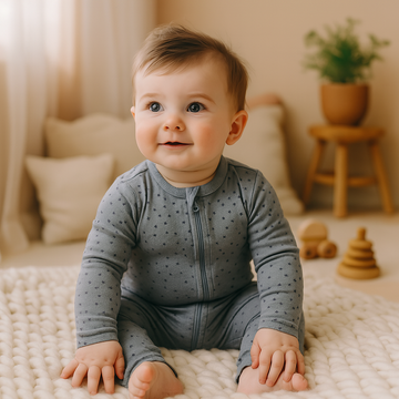 Blue grey star printed romper