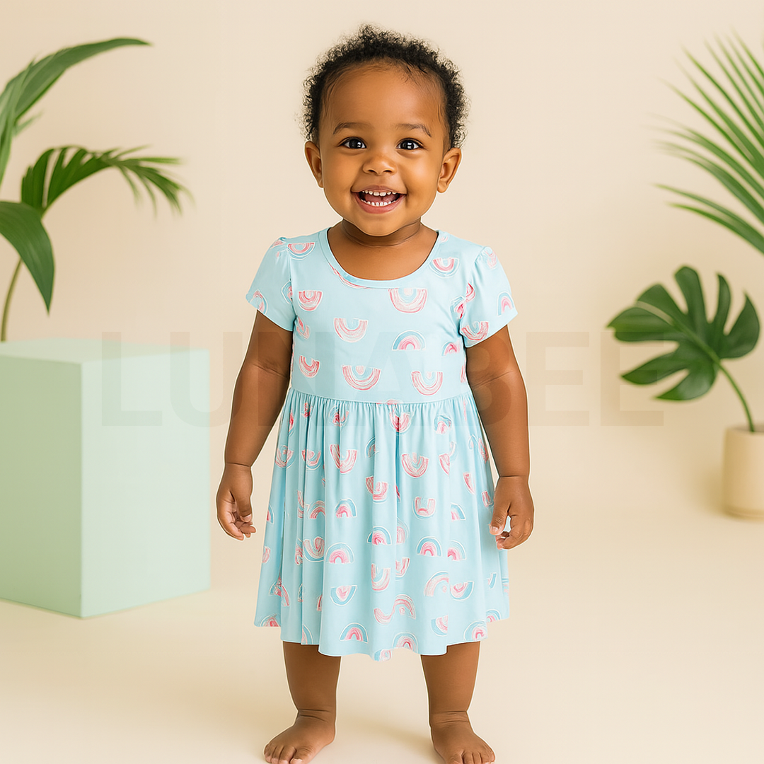 BLUE RAINBOW PRINTED FROCK