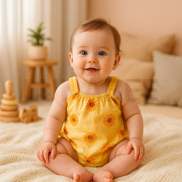 YELLOW SUNFLOWER PRINTED ONESIE