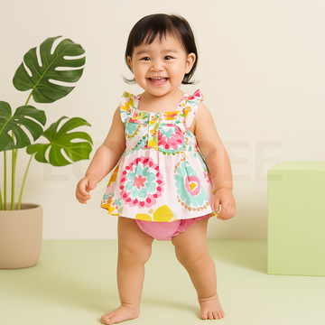 PINK FLORAL GIRLS FORCK