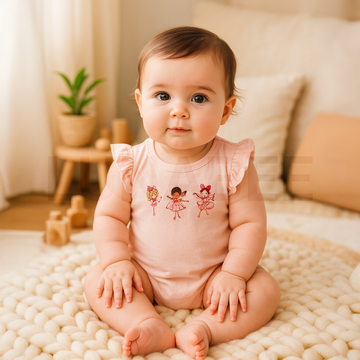 PEACH GIRLS RUFFLED ONESIE