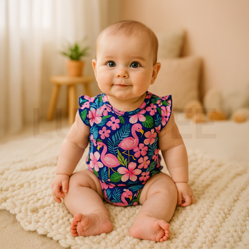 NAVY BLUE FLORAL PATTERNED ONESIE