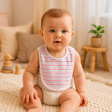 PINK STRIPED ROUND BIBS