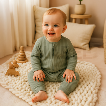 Soft sage ribbed romper