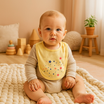 YELLOW STAR PRINT BIB