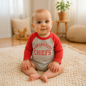 GREY RED PRINTED ONESIE