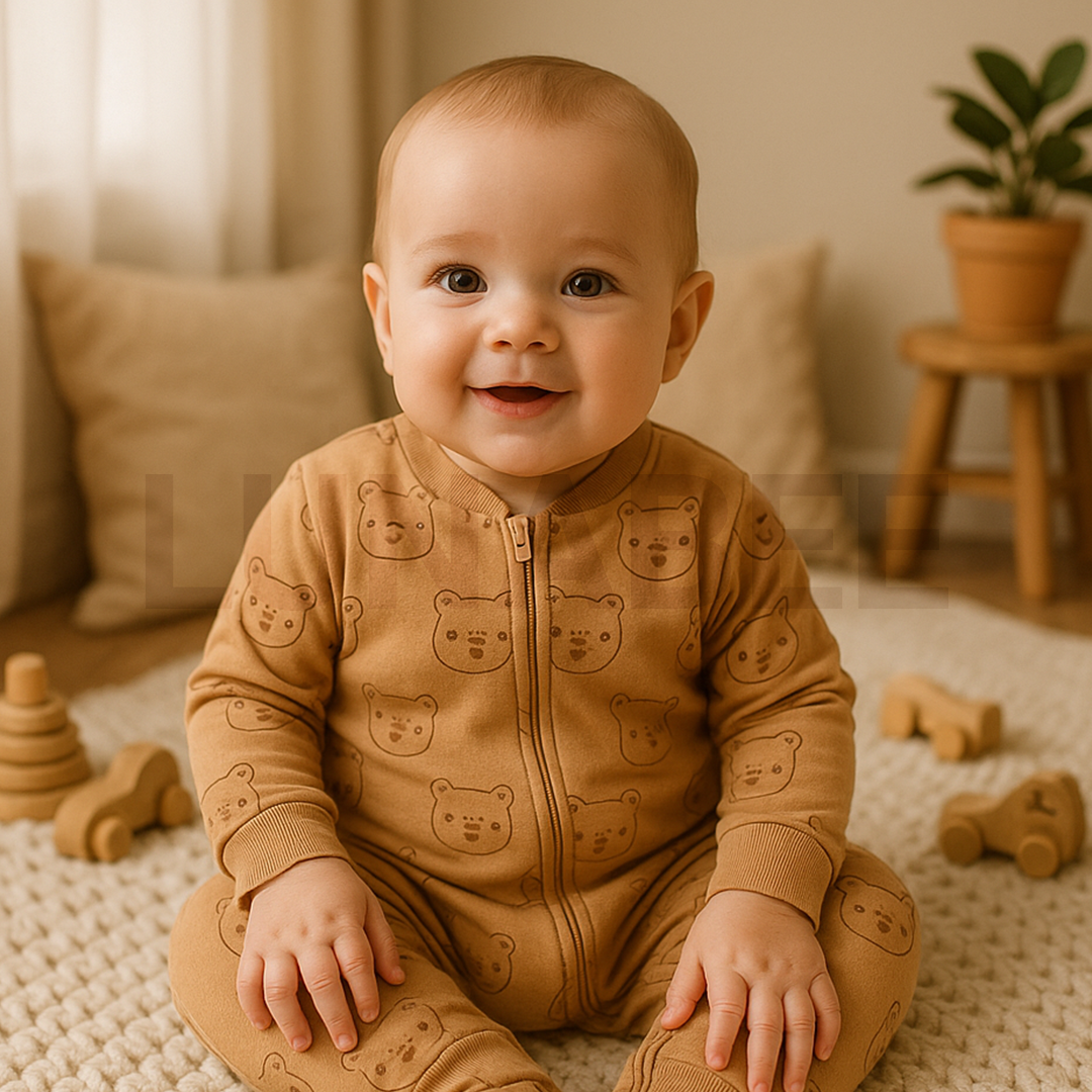 BROWN BEAR WINTER ZIPPPER ROMPER