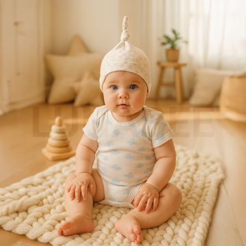 WHITE FLORAL PRINTED KNOTED CAP