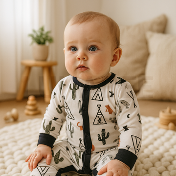 BLACK AND WHITE PRINTED ROMPER
