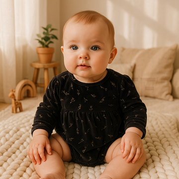 BLACK VELVET PRINTED ONESIE
