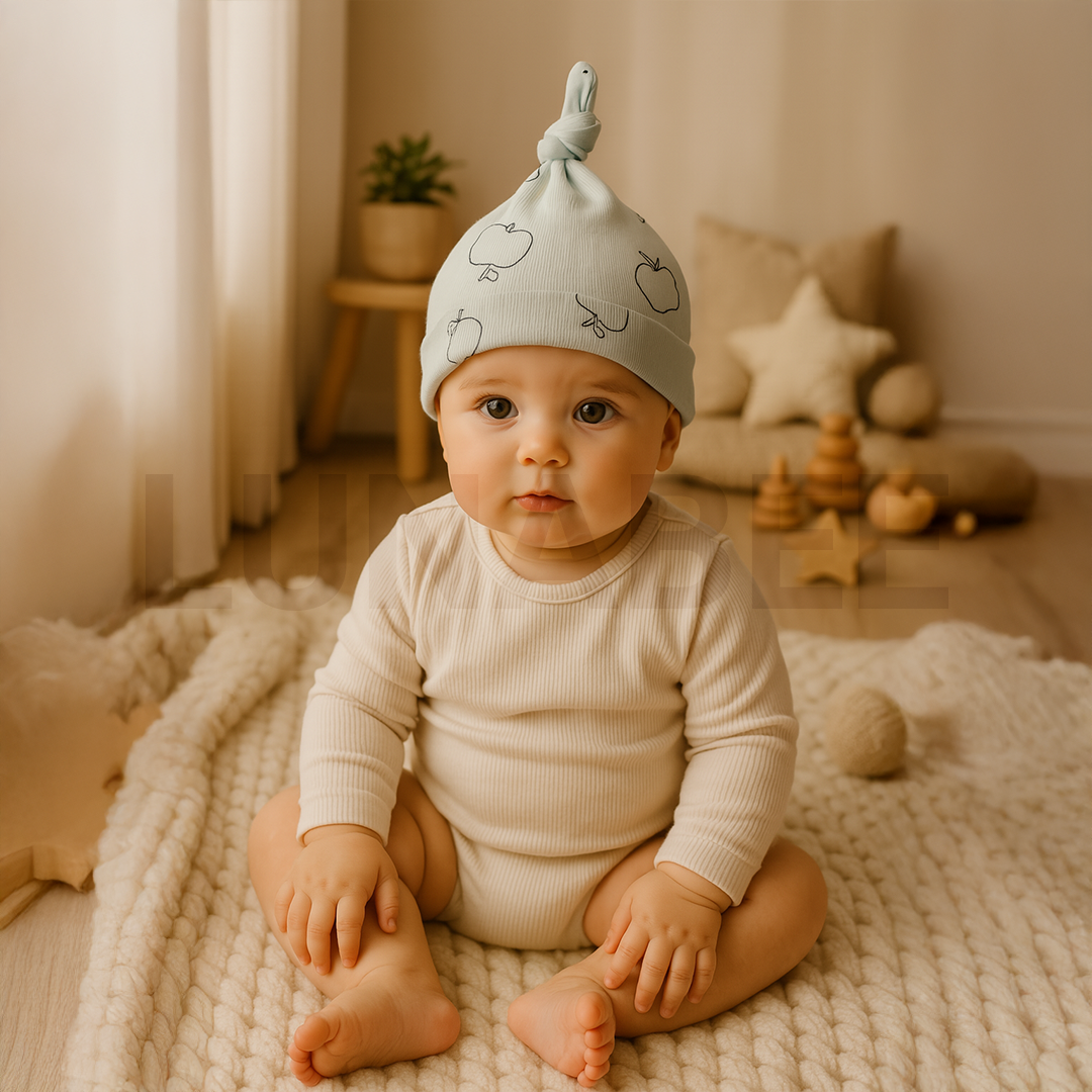 SAGE GREEN RIBBED KNOTED CAP