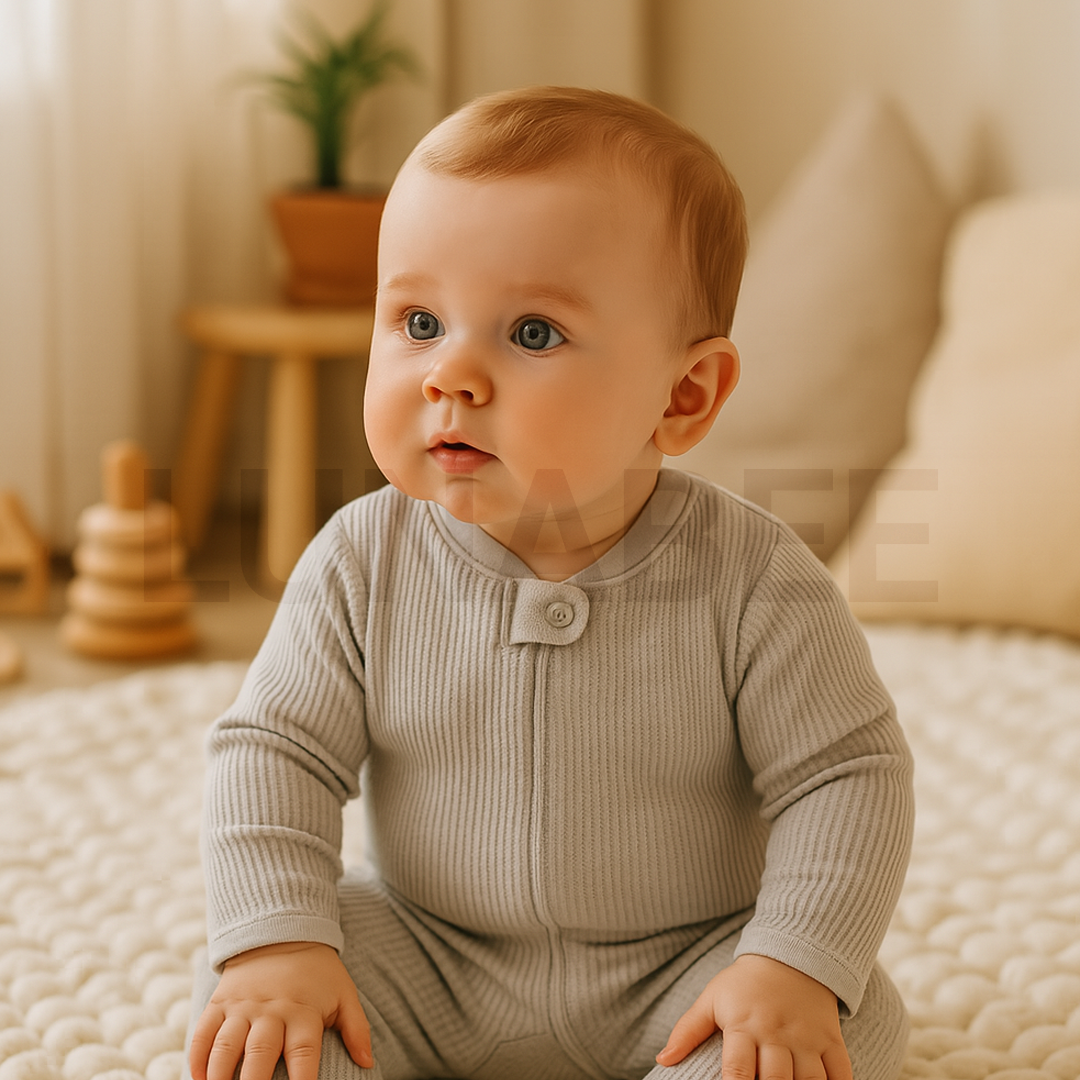 light grey ribbed sleepsuit