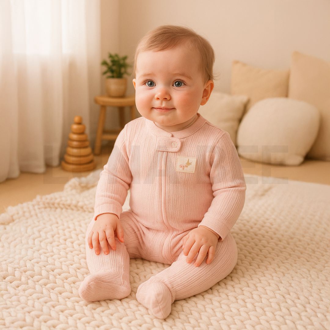 DUSTY PINK POINTELLE SLEEPSUIT