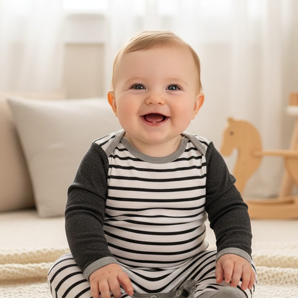 BLACK AND WHITE STRIPED ROMPER