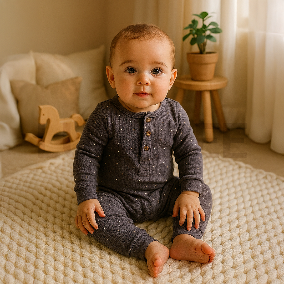 DARL GREY PATTERNED KNITTED ROMPER