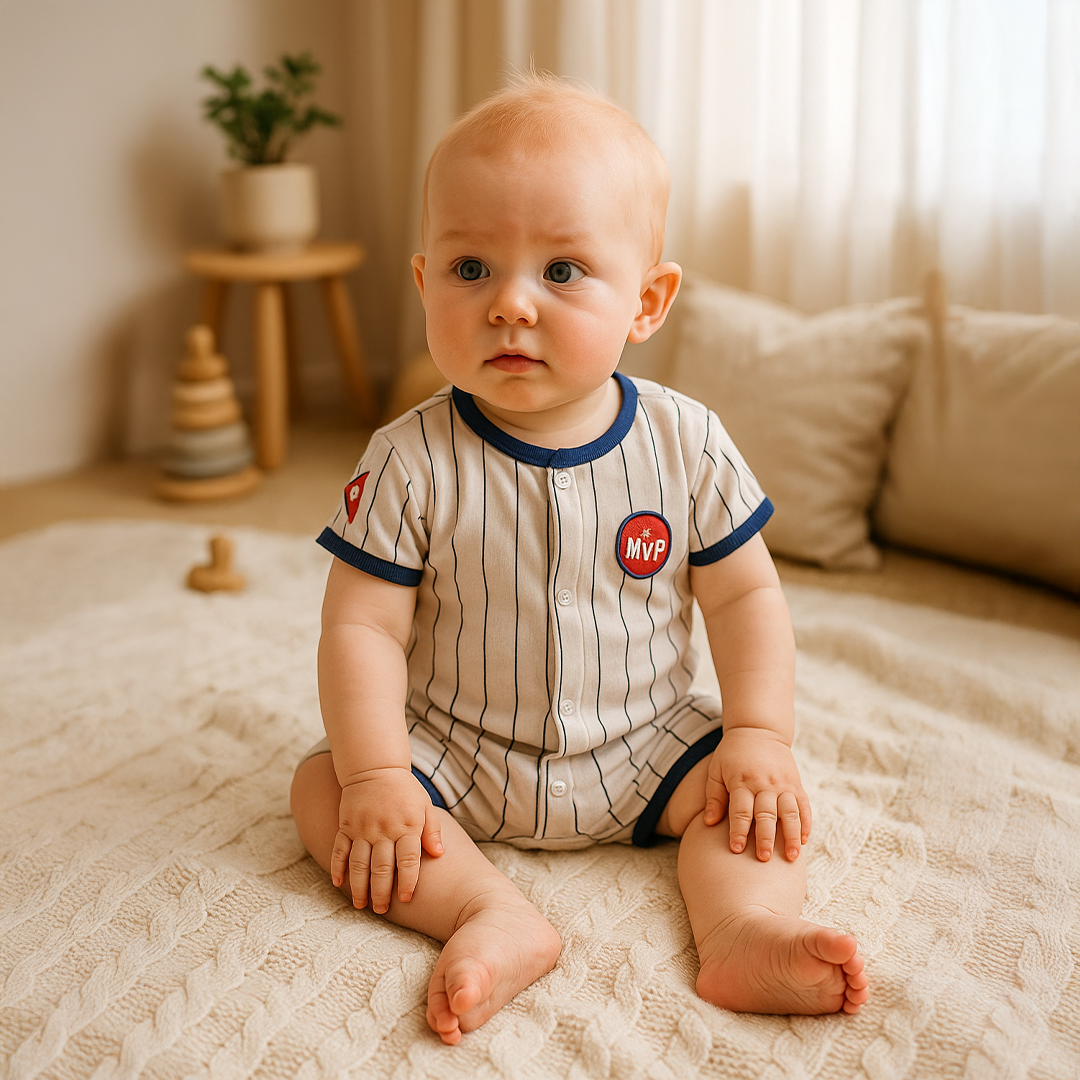 WHITE STRIPED BOYS JUMPSUIT