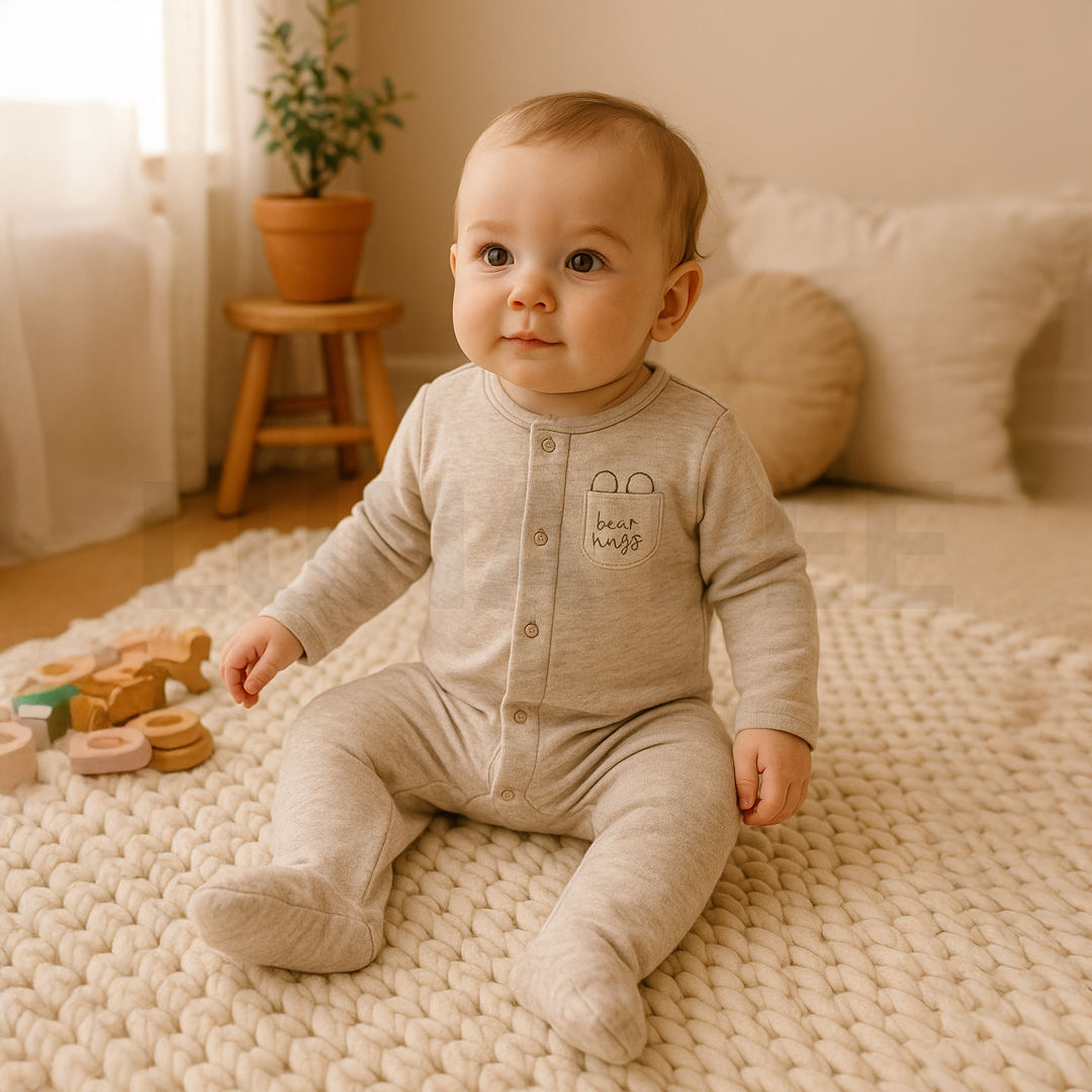 BEIGE BUTTON TYPE SLEEPSUIT