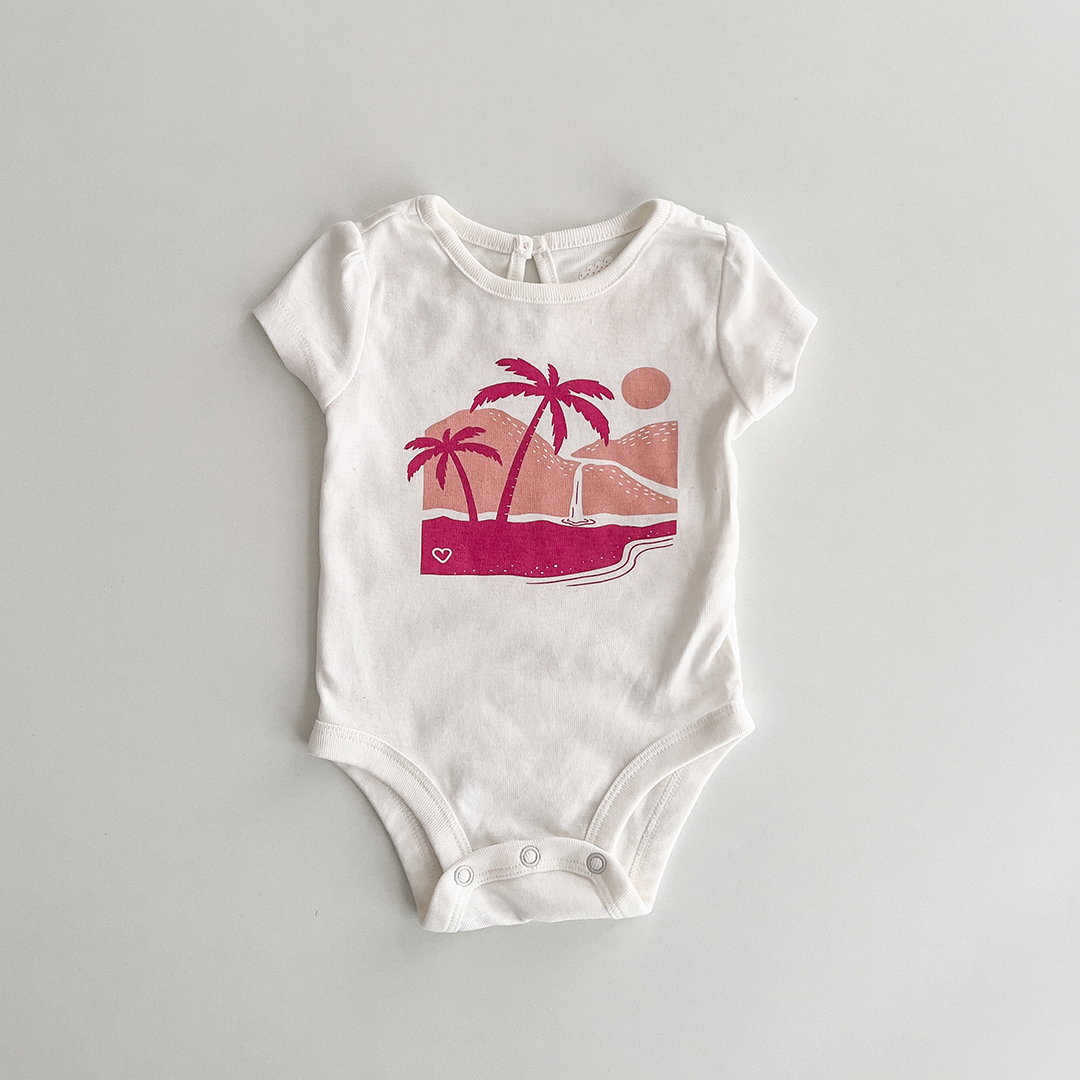 PINK AND WHITE PRINTED ONESIE
