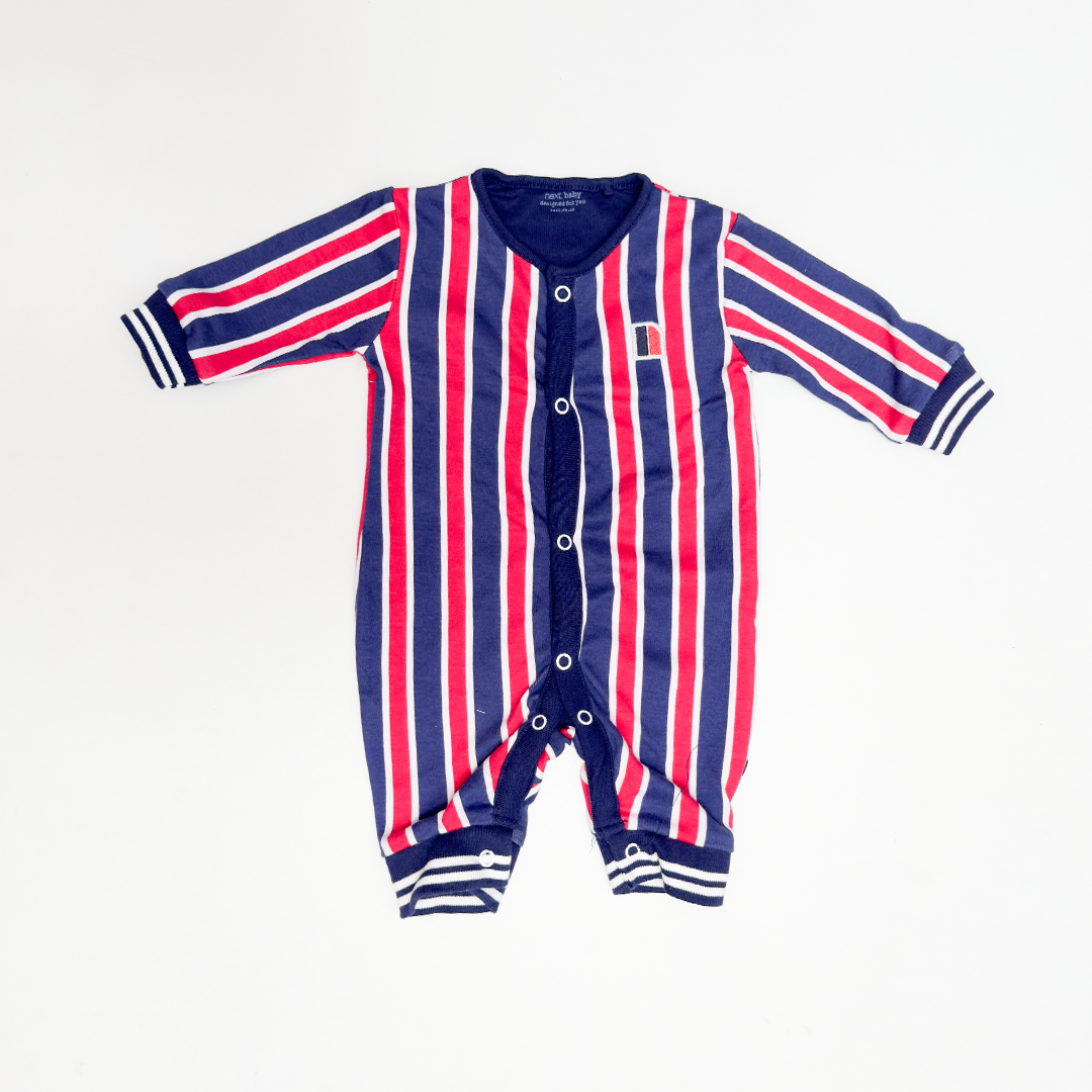 BLUE AND RED STRIPED ROMPER