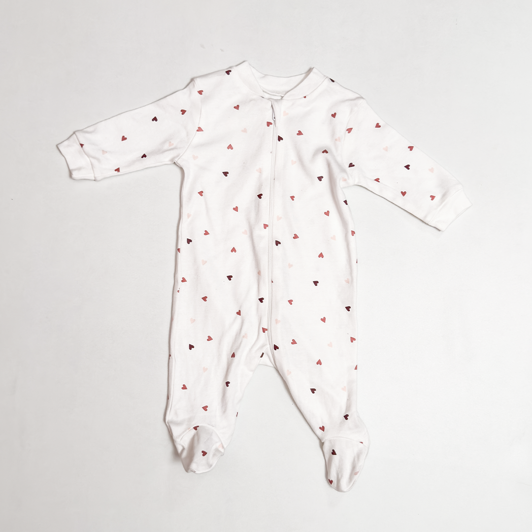 LOVE PRINTED ZIPPER SLEEPSUIT