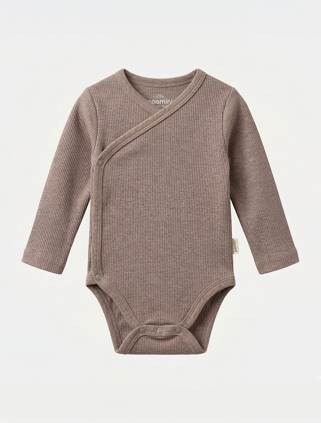 COFFEE BROWN RIBBED WRAPOVER ONESIE