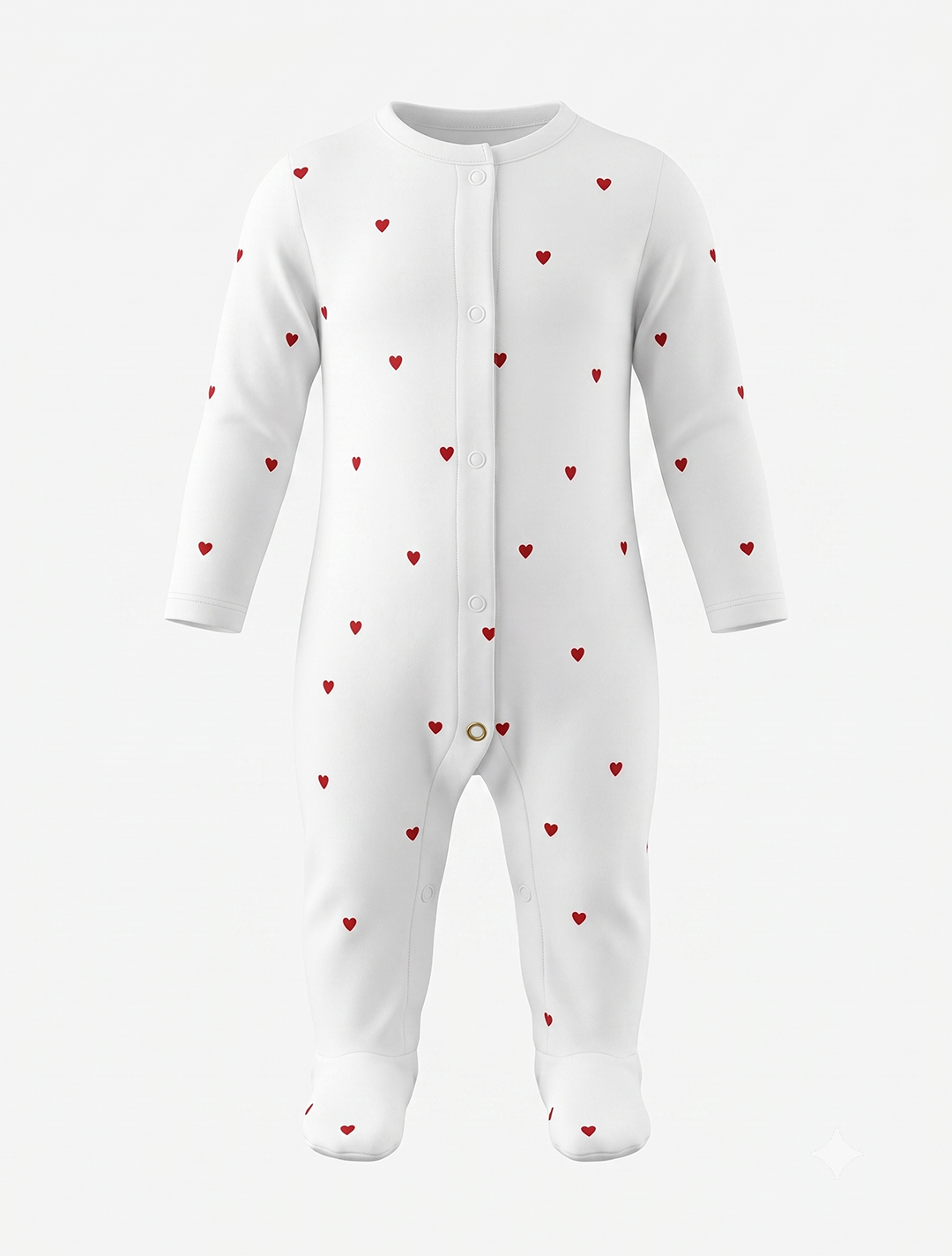 Red love printed button sleepsuit