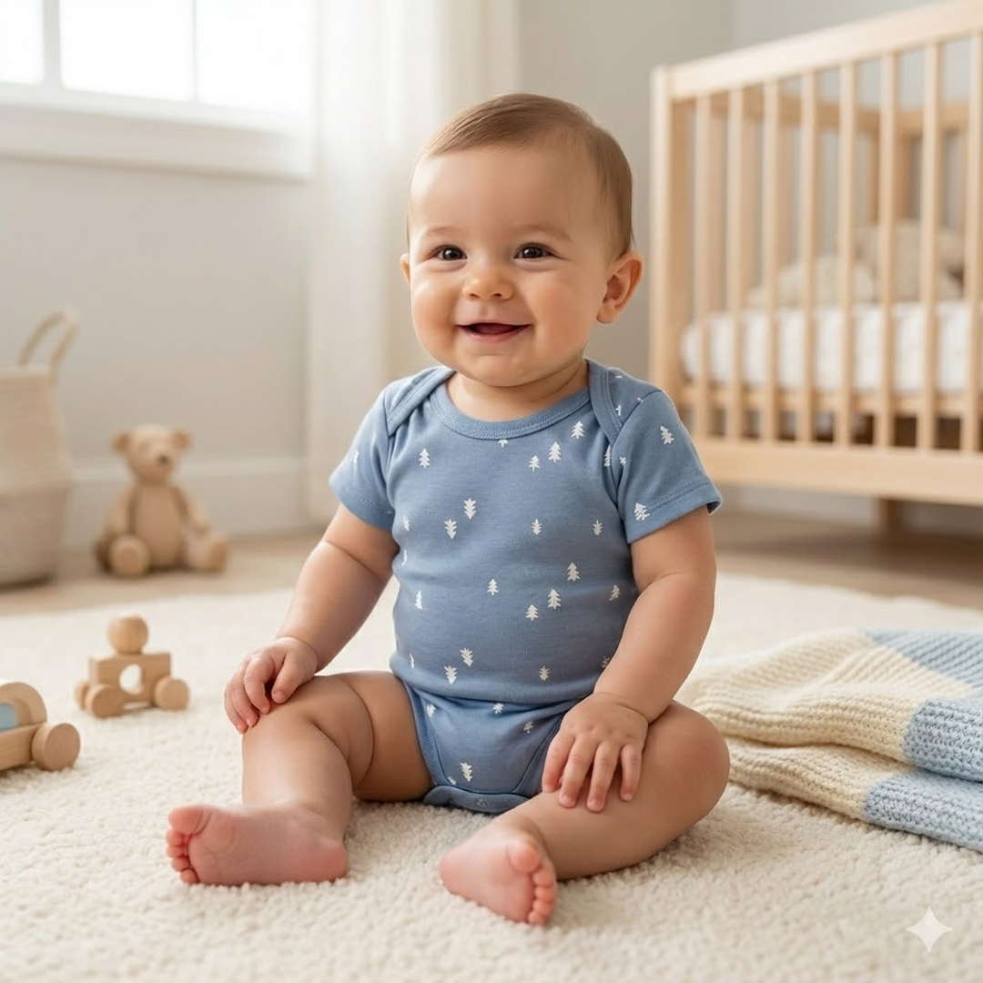 BLUE PATTERNED ONESIE