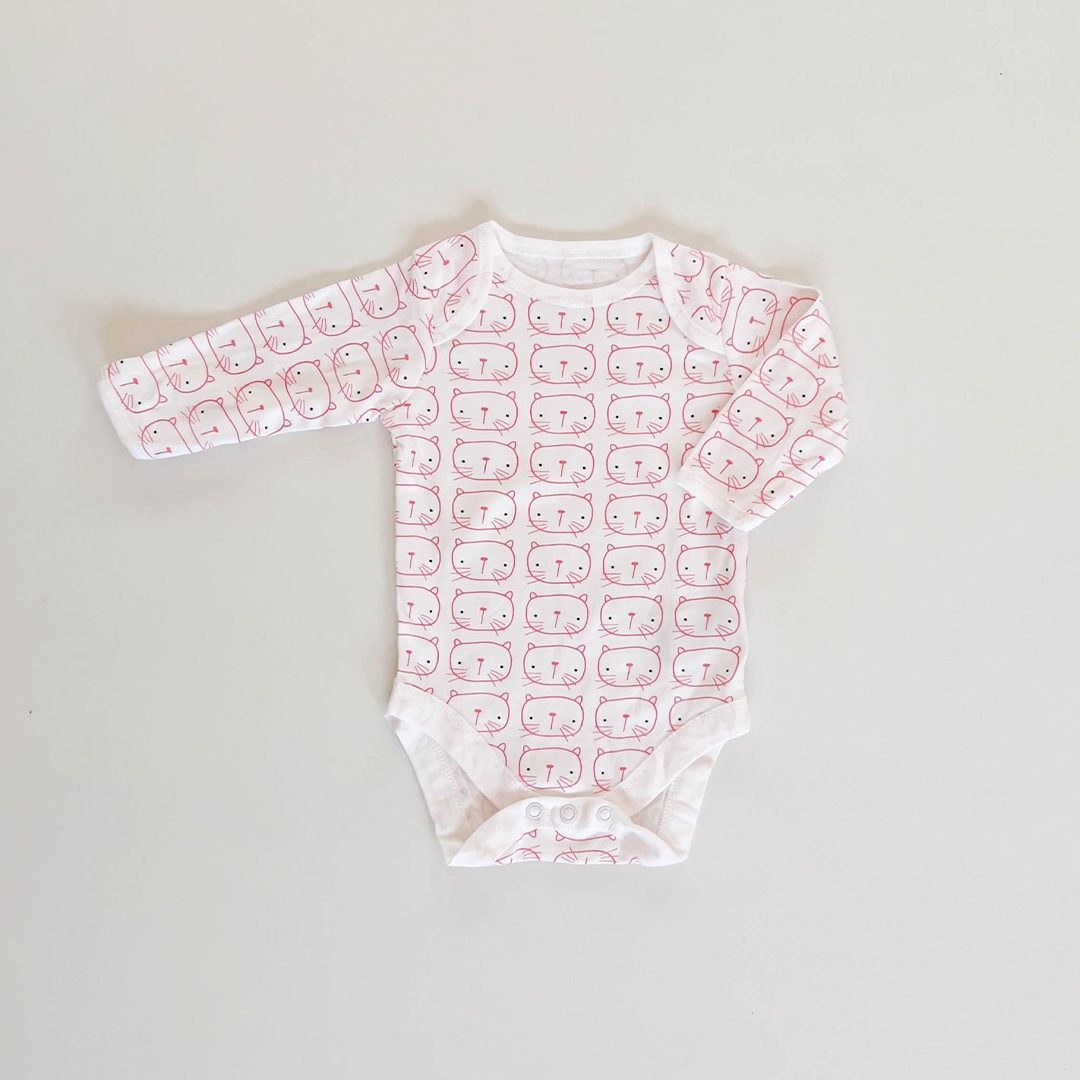 RED CAT PRINTED ONESIE
