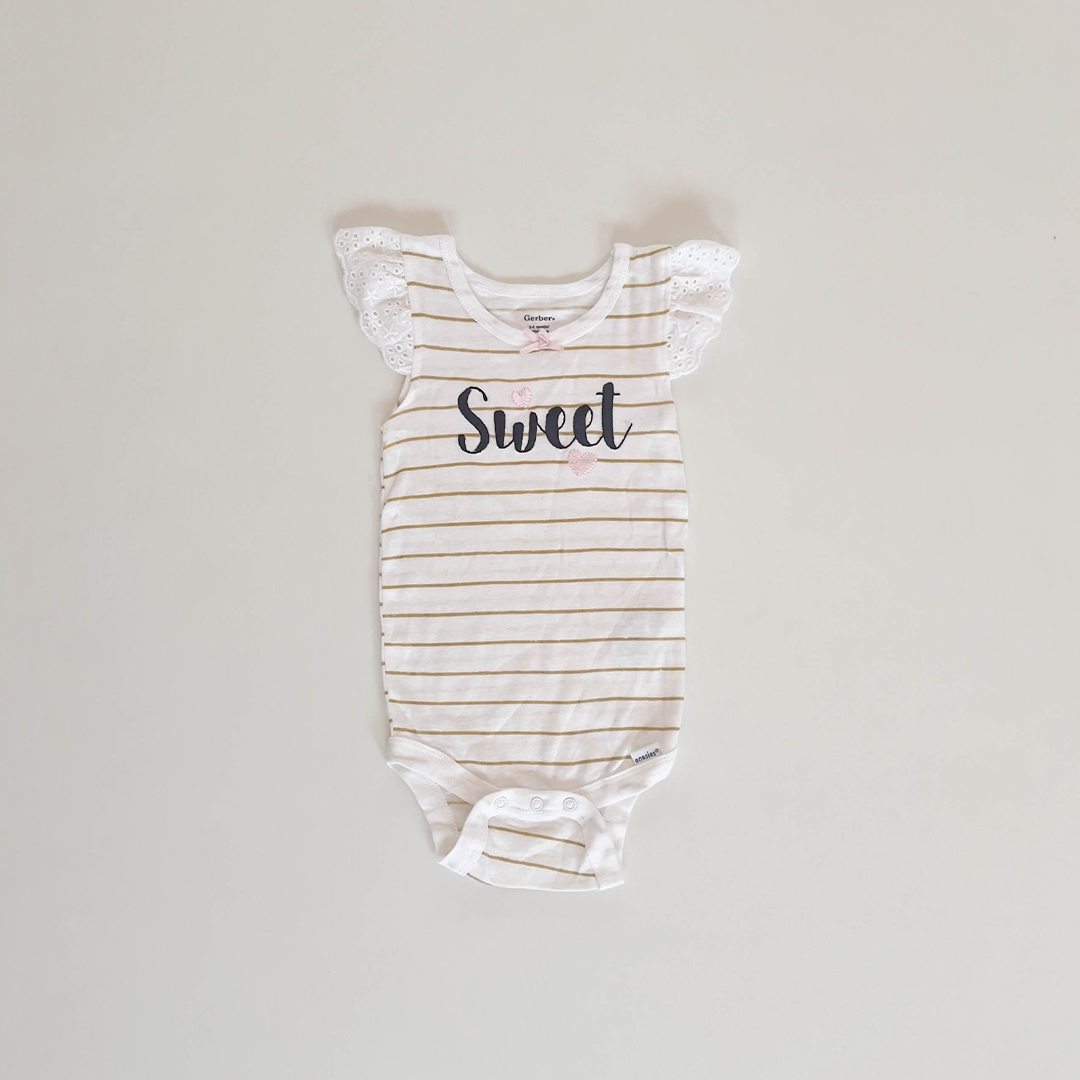 WHITE STRIPED ONESIE