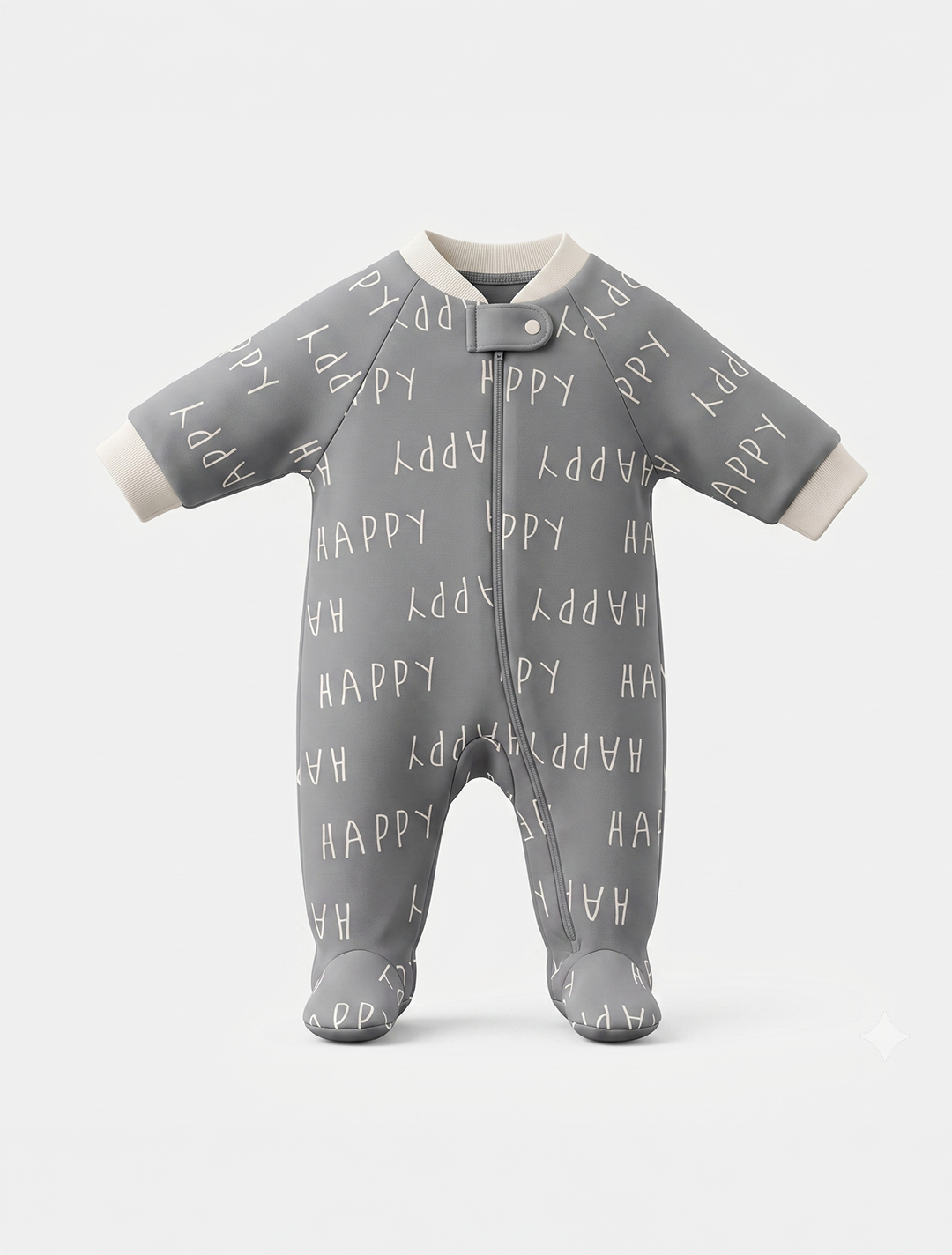 Grey printed zipper sleepsuit
