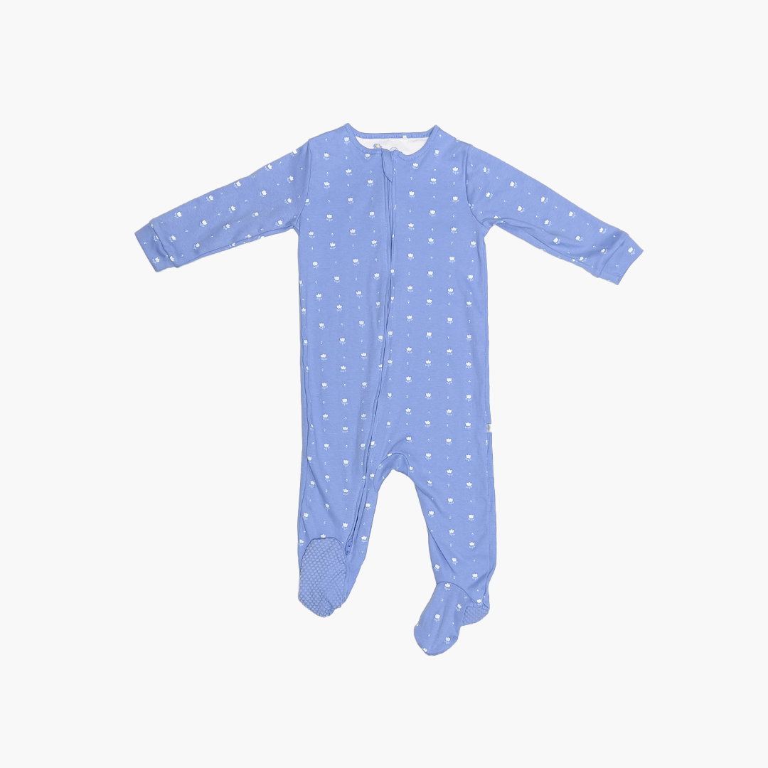BLUE FLORAL ZIPPER SLEEEPSUIT