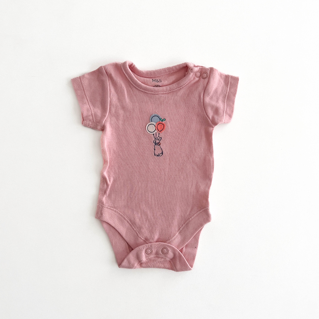 M&S PINK RABBIT ONESIE