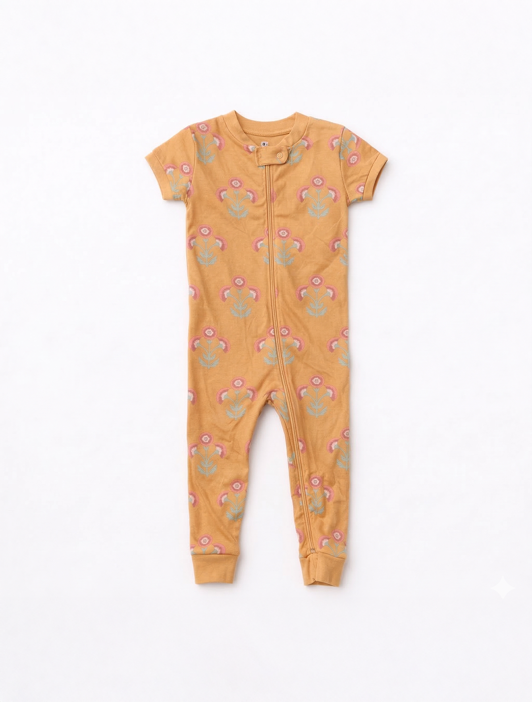 YELLOW FLORAL ZIPPER ROMPER