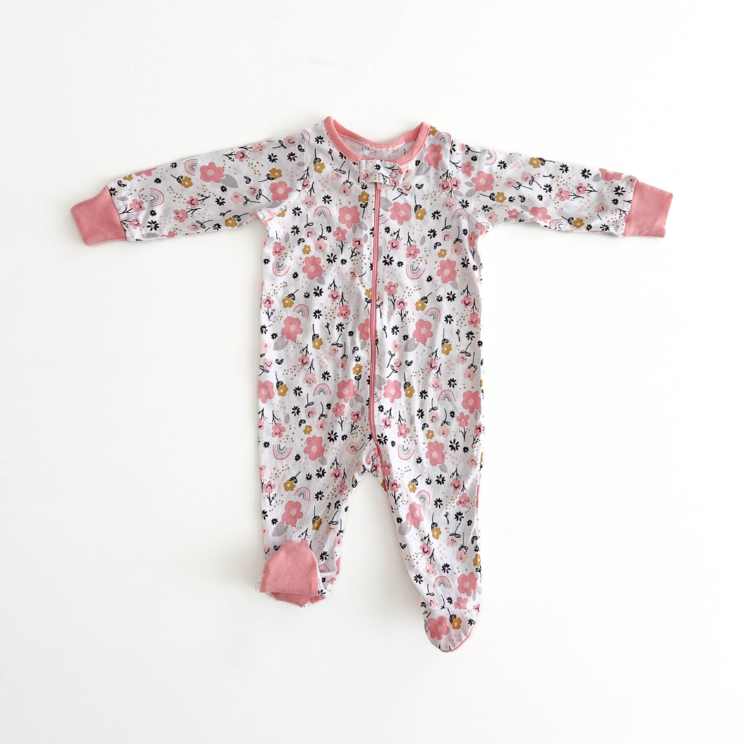 PINK FLORAL PRINTED SLEEPSUIT