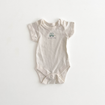 WHITE CAR PRINT ONESIE