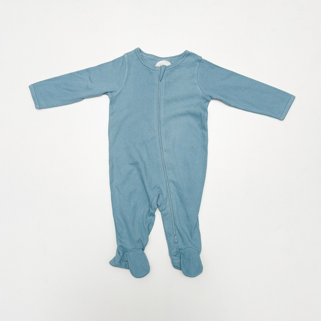 TEAL BLUE RIBBED SLEEPSUIT