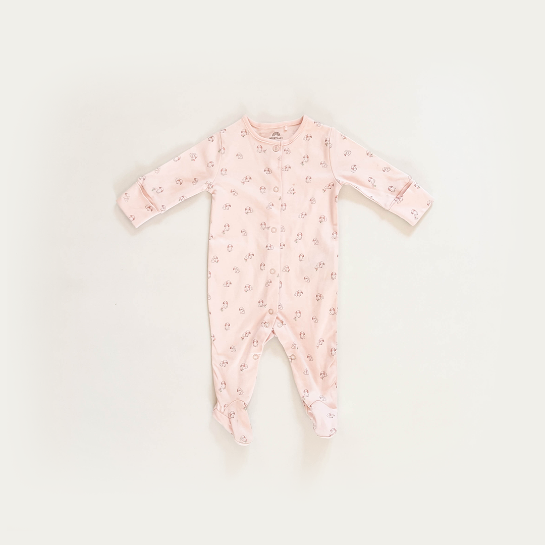 PINK ANIMAL PATTERNED SLEEEPSUIT