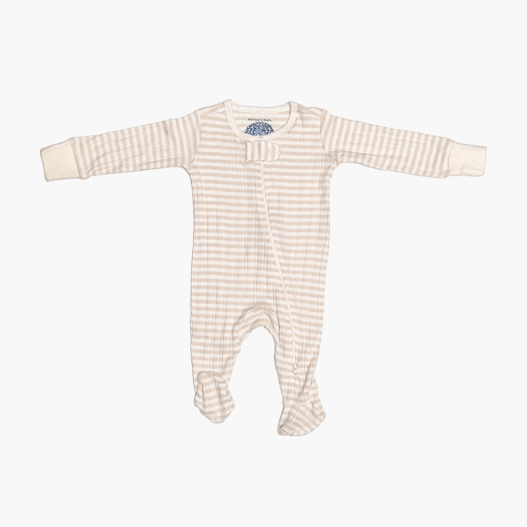 BEIGE RIBBED SLEEPSUIT