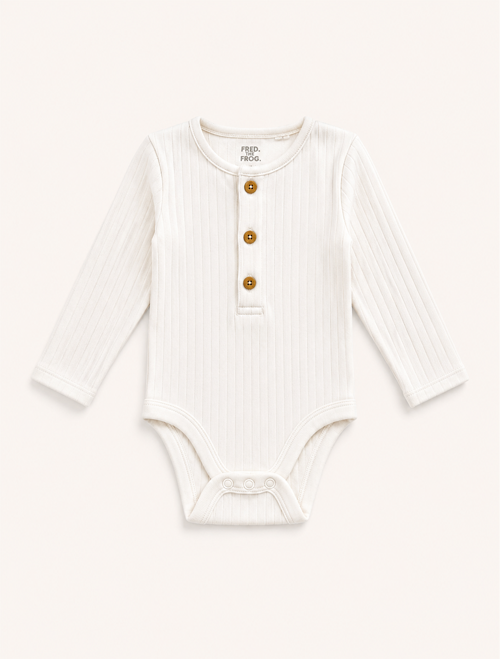 White ribbed button onesie
