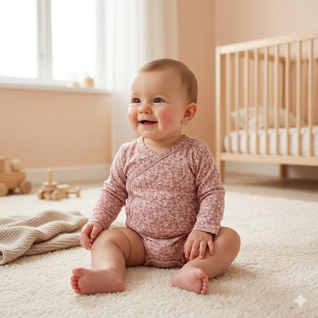 DUSKY PINK FLORAL WRAPOVER ONESIE