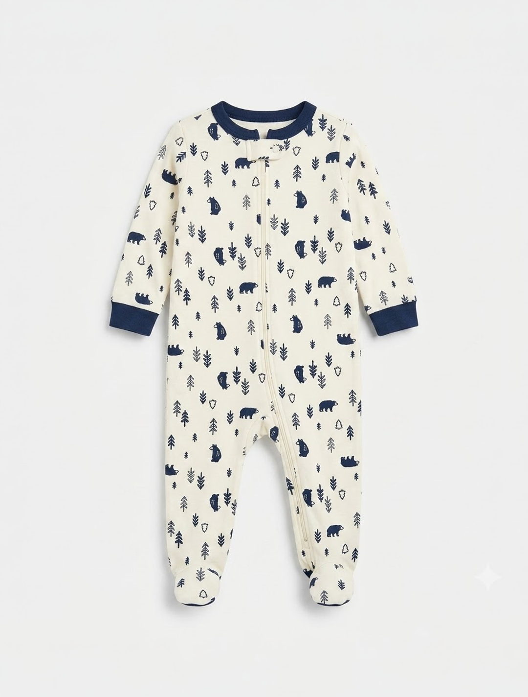 Navy blue printed zipper sleepsuit