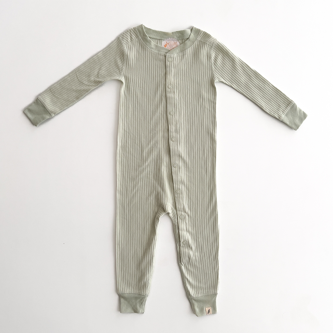 FRESH MINT GREEN RIBBED ROMPER